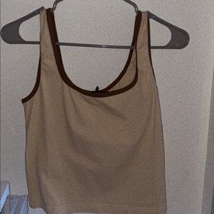 Boohoo tan cropped shirt